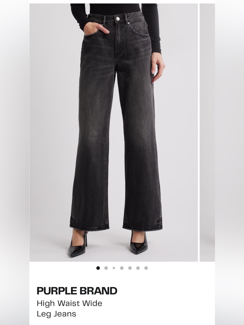 Purple Brand High-Waist Wide Leg Jeans - Washed Black